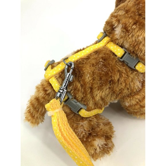 Small Pet Adjustable Harness & Leash, Safety Walking Lead (Yellow Polka dot) - Picture 2 of 5
